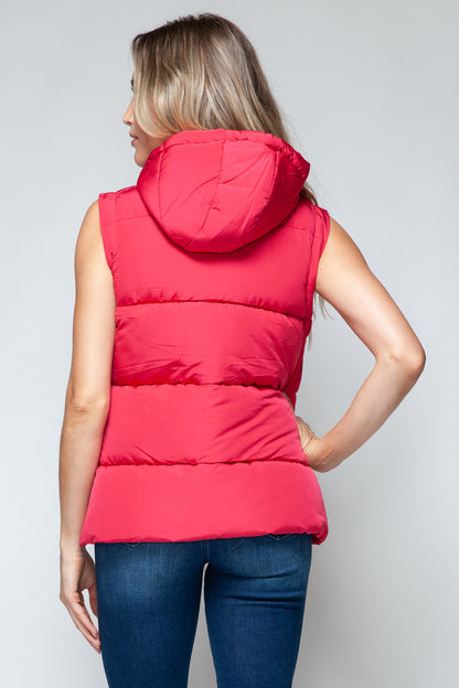 Snobbish Snap and Zip Closure Hooded Vest - Tigbul's Variety Fashion Shop