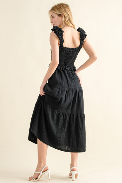 And The Why Smocked Ruffled Tiered Dress - Tigbul's Variety Fashion Shop