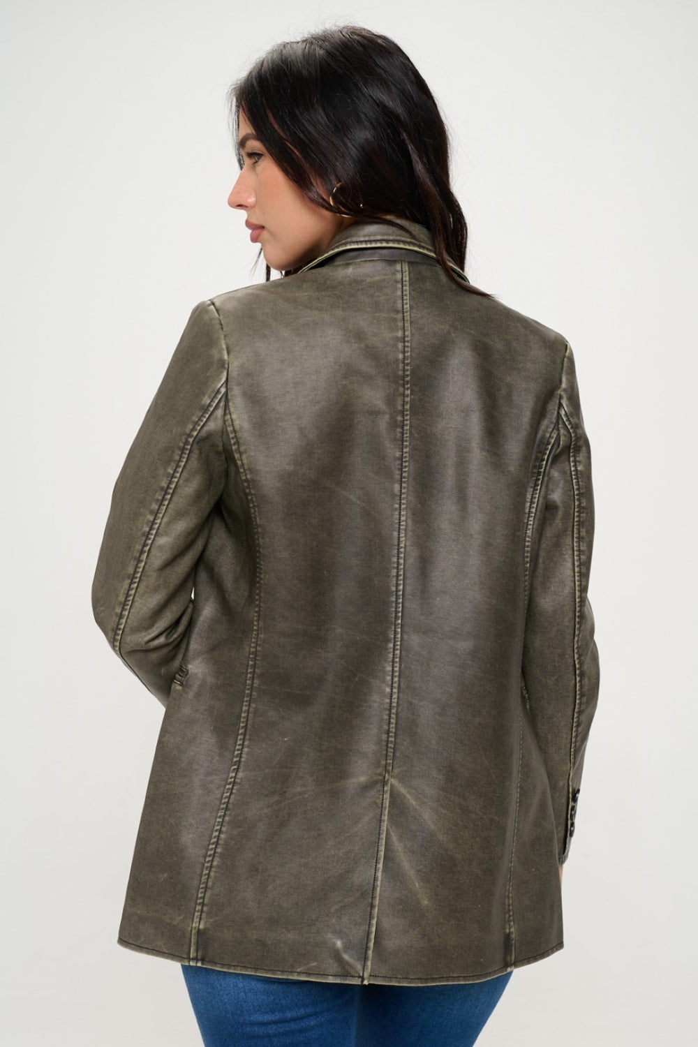 Coalition LA Single-Breasted Vegan Leather Blazer - Tigbul's Variety Fashion Shop