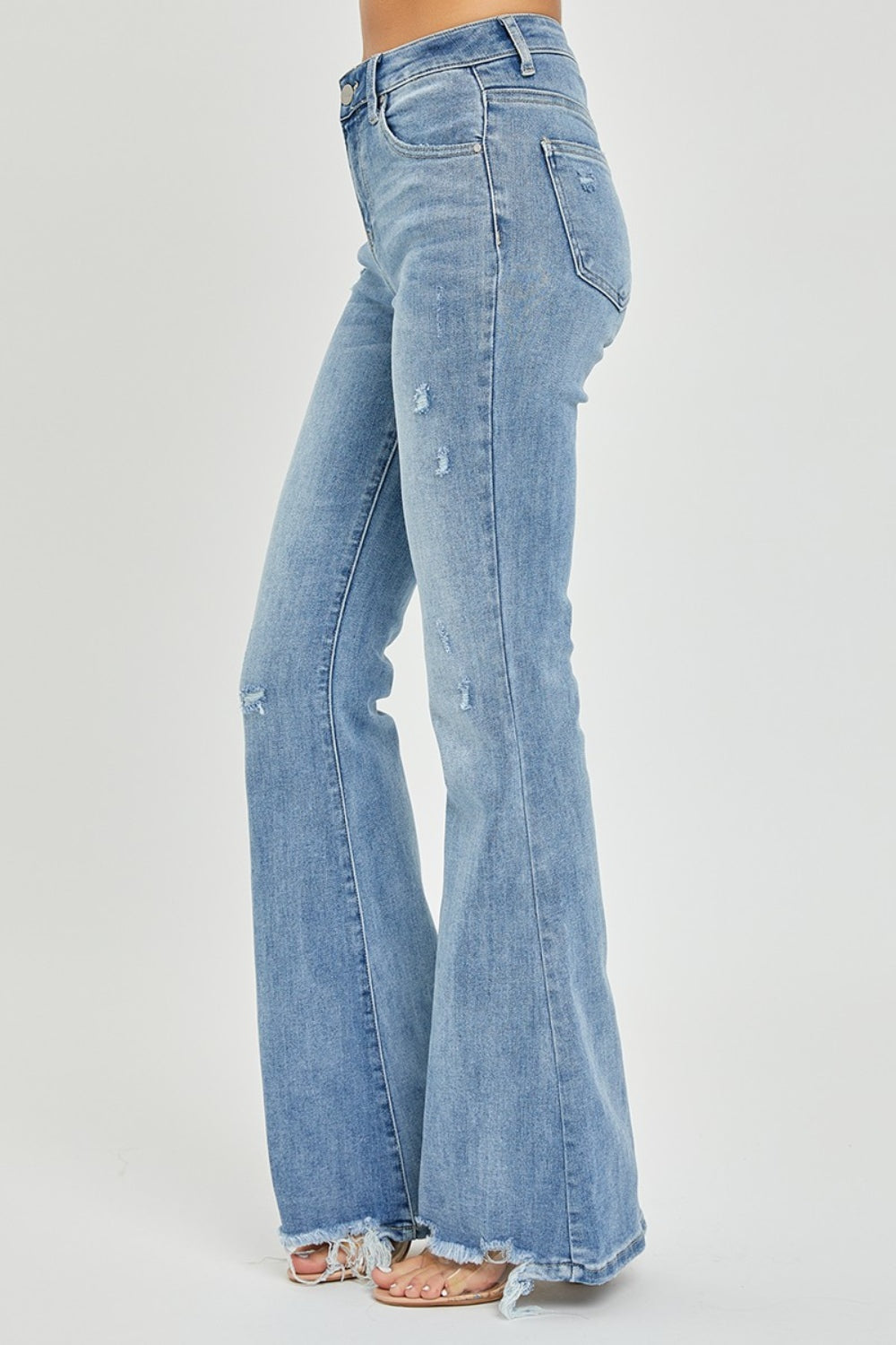 Risen Full Size High Rise Frayed Hem Flare Jeans - Tigbul's Variety Fashion Shop