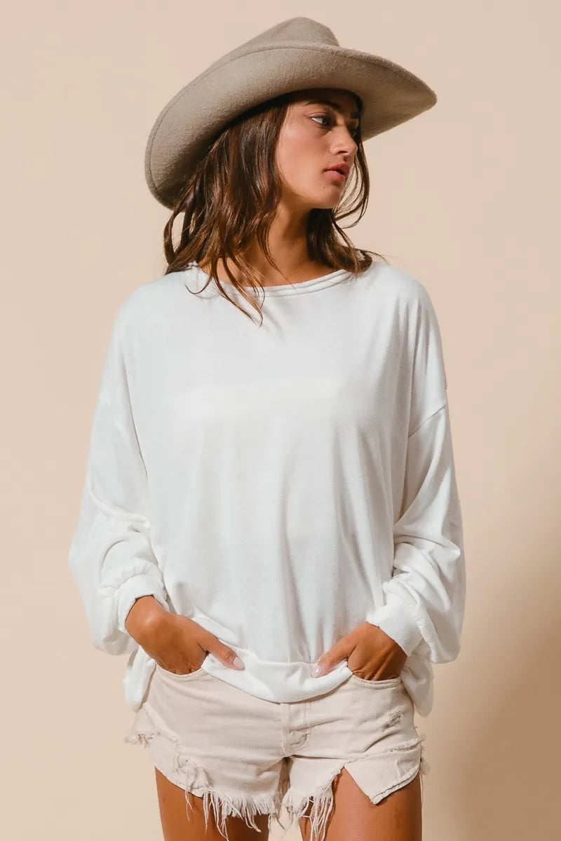 BiBi Loop Terry Pull Over With Cut Edge Band - Tigbul's Variety Fashion Shop