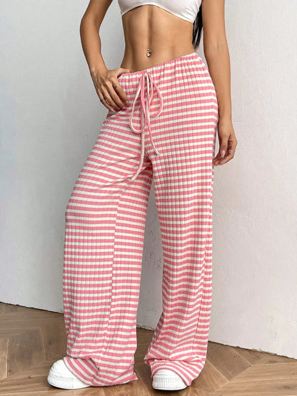 Striped Wide Leg Drawstring Pants - Tigbul's Variety Fashion Shop