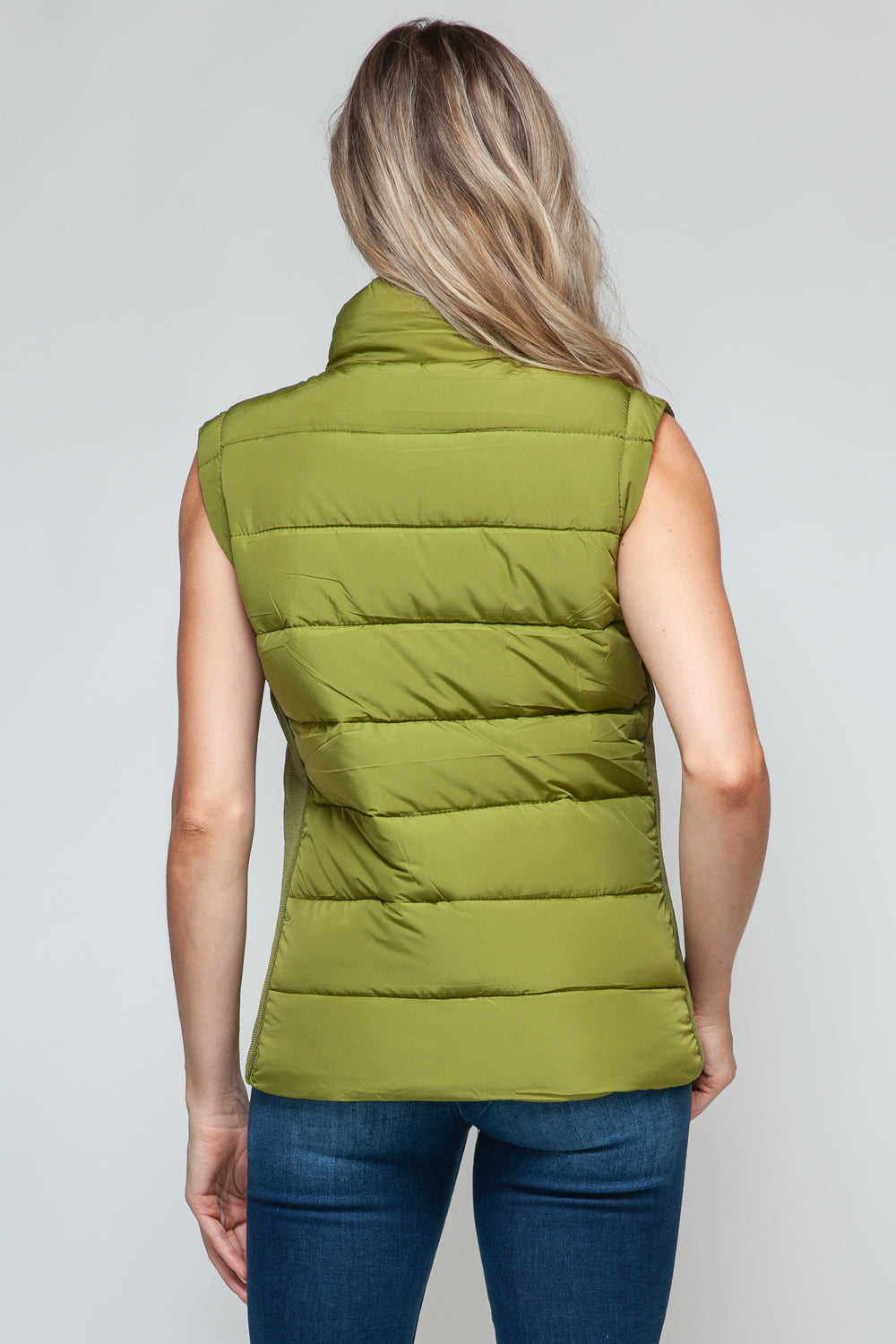 Green Zip Up Turtleneck Vest with Pockets - Tigbul's Variety Fashion Shop