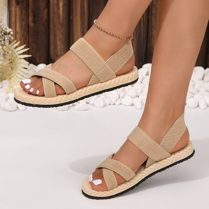 Crisscross Open Toe Flat Sandals - Tigbul's Variety Fashion Shop
