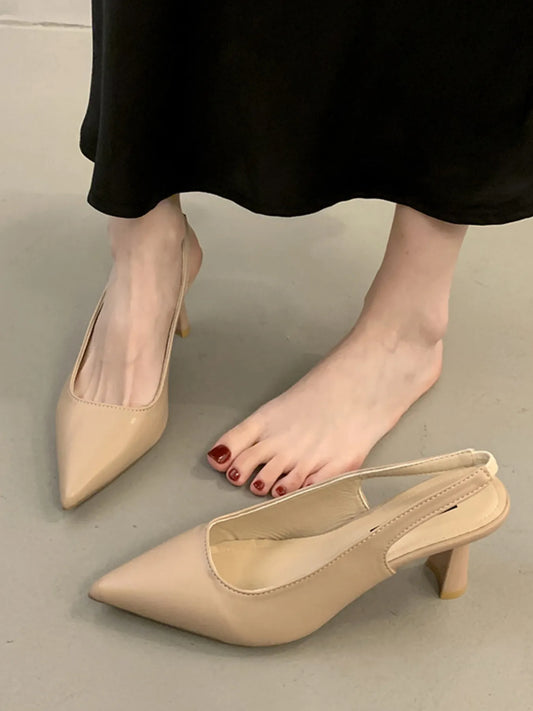 Point Toe Mid Heels Pumps - Tigbul's Variety Fashion Shop