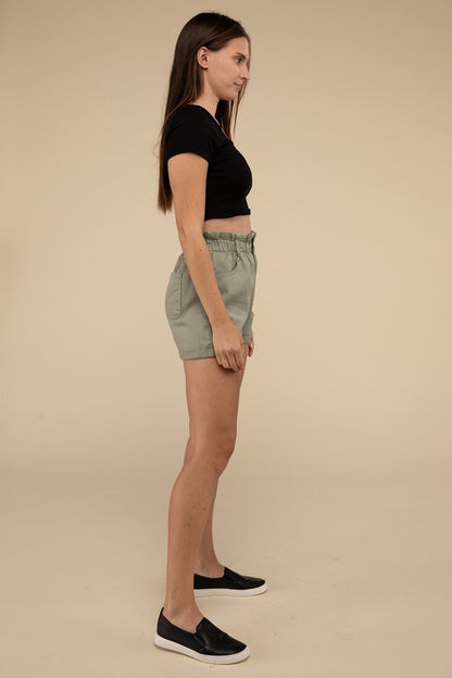 Double Buttoned Waistband Denim Shorts - Tigbul's Variety Fashion Shop