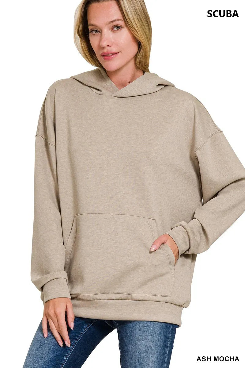 Zenana Oversized Scuba Hoodie with Kangaroo Pocket - Tigbul's Variety Fashion Shop