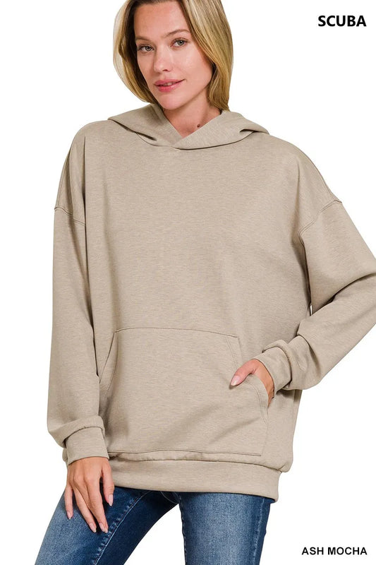 Zenana Oversized Scuba Hoodie with Kangaroo Pocket - Tigbul's Variety Fashion Shop