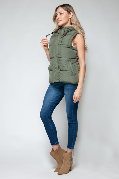 Snobbish Snap and Zip Closure Hooded Vest - Tigbul's Variety Fashion Shop