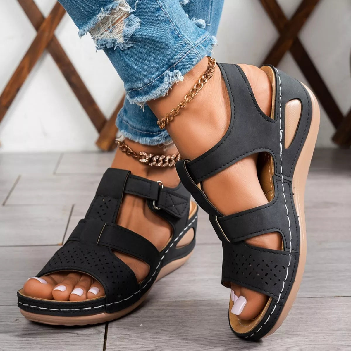 Open Toe Wedge Sandals - Tigbul's Variety Fashion Shop
