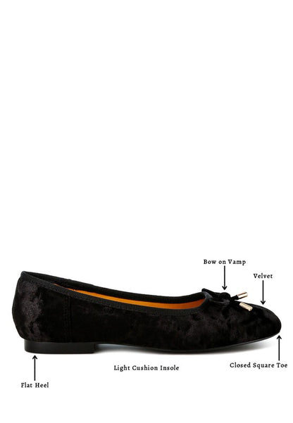 Buckrose Velvet Bow Ballerinas - Tigbul's Variety Fashion Shop