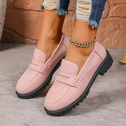 Round Toe Block Heels Loafers - Tigbul's Variety Fashion Shop