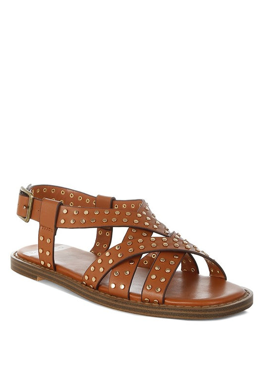 Anemone Studded Flat Gladiator Sandals - Tigbul's Variety Fashion Shop