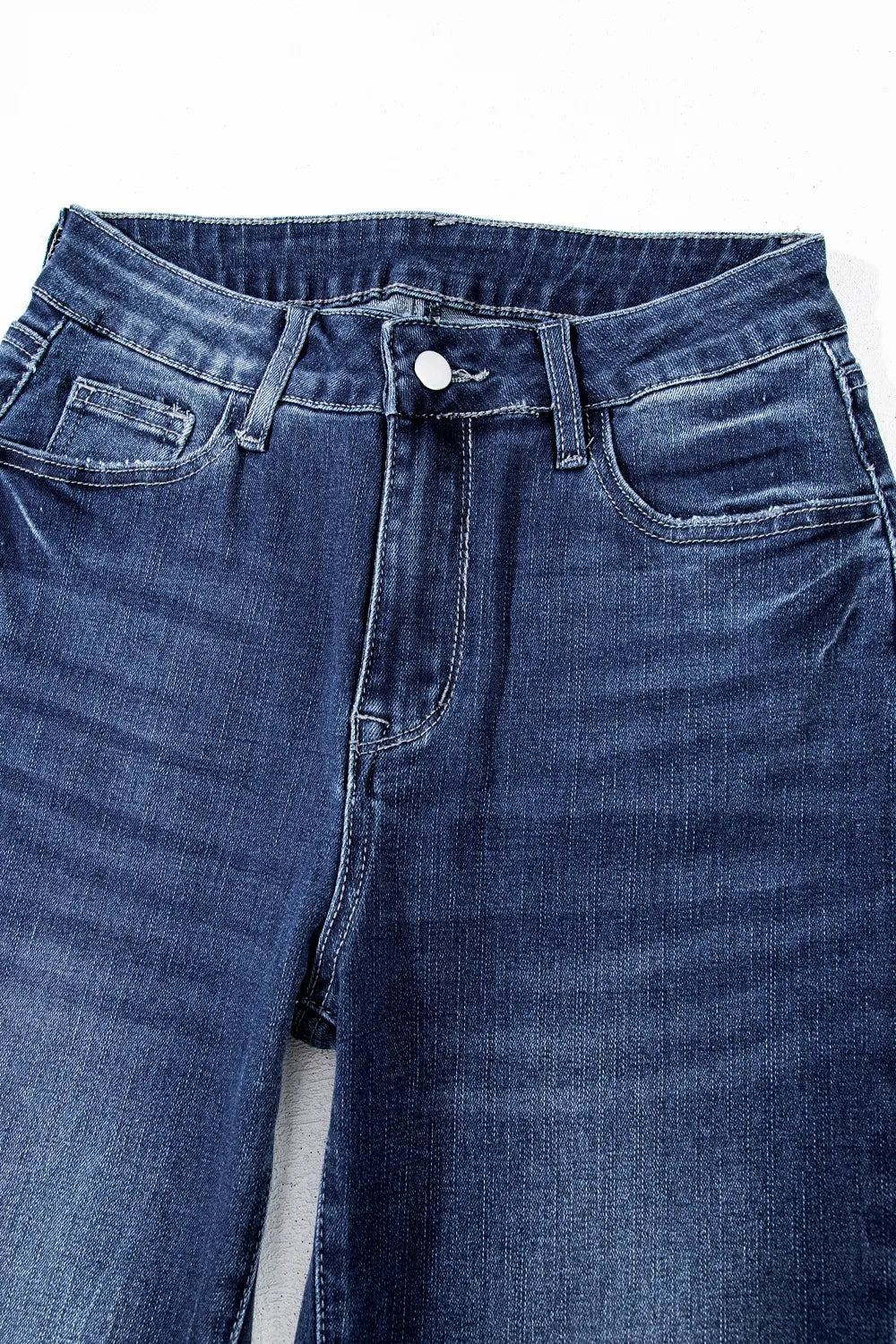 Mineral Wash Raw Hem High Waist Flared Jeans - Tigbul's Variety Fashion Shop