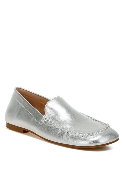 Dama Metallic Pleather Loafers - Tigbul's Variety Fashion Shop