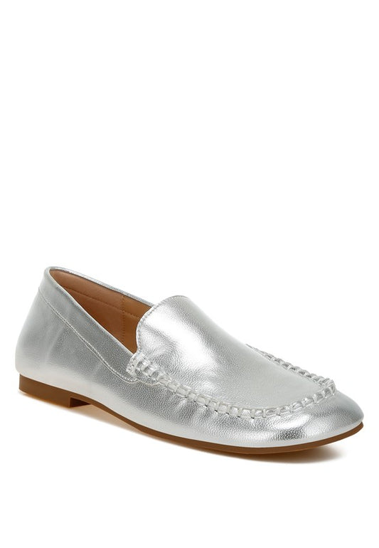 Dama Metallic Pleather Loafers - Tigbul's Variety Fashion Shop