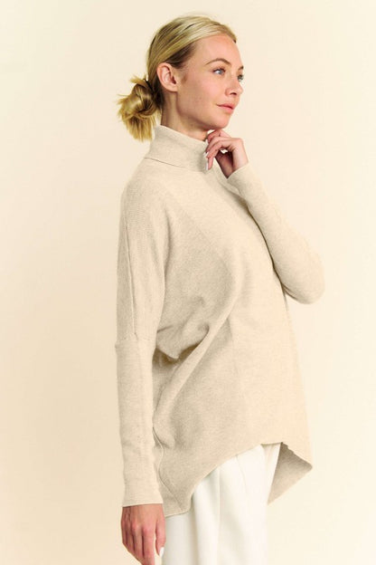 Cream Color Turtleneck Long Sleeve Knit Top - Tigbul's Variety Fashion Shop