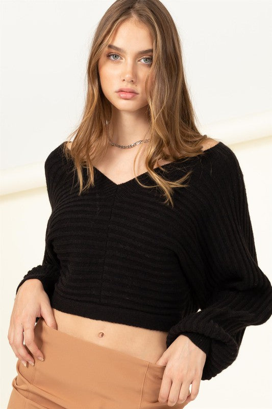 Simply Stunning Tie-Back Cropped Sweater Top - Tigbuls Variety Fashion