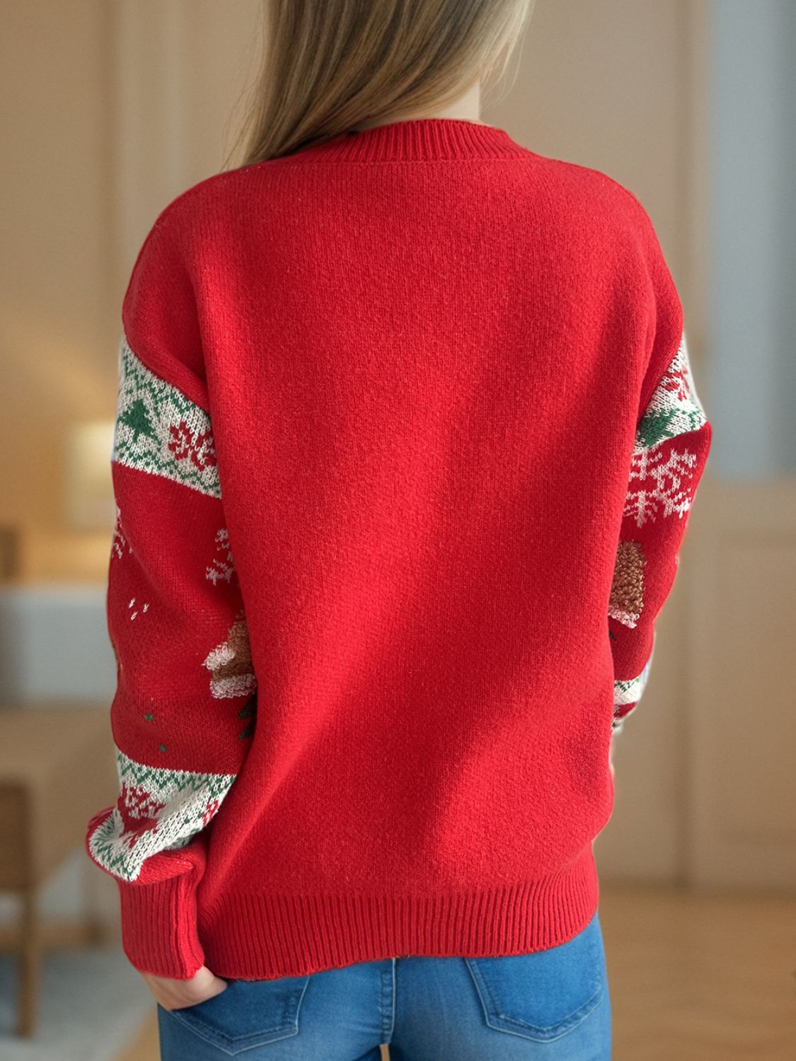 Christmas Element Round Neck Long Sleeve Sweater - Tigbul's Variety Fashion Shop