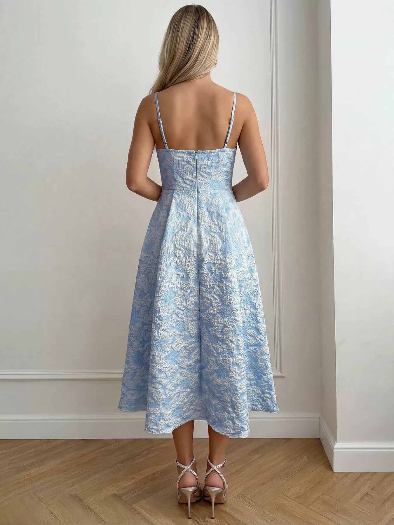 Women's Textured A-Line Spaghetti Strap Midi Dress | Tigbuls Variety