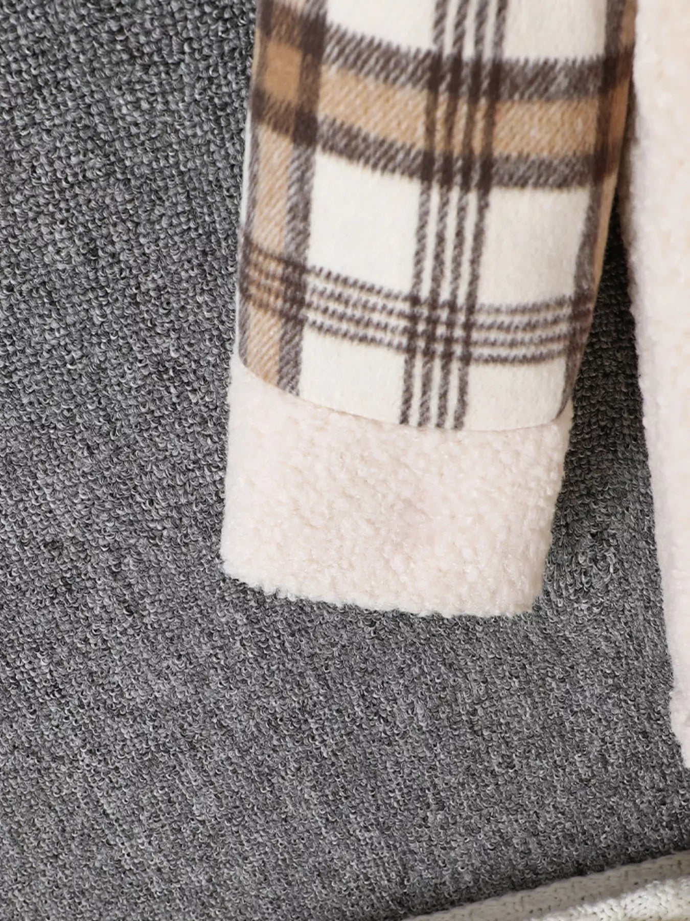 Children's Cozy Plaid Sleeve Fleece Jacket - Tigbuls