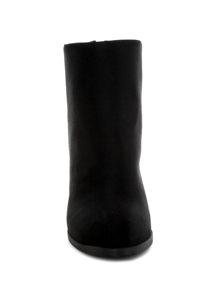 Veyara Lycra Block Heel Ankle Boots - Tigbul's Variety Fashion Shop