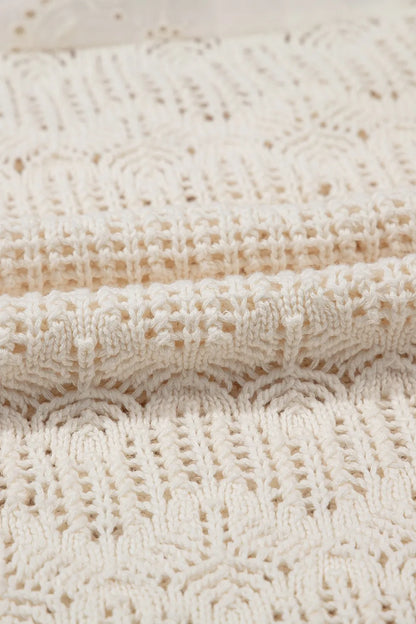 Embroidered Patchwork Hollow Out Knitted Ruffle Sweater Vest - Tigbul's Variety Fashion Shop