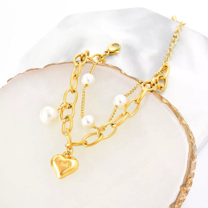 18K Gold-Plated Heart Charm Bracelet - Tigbul's Variety Fashion Shop