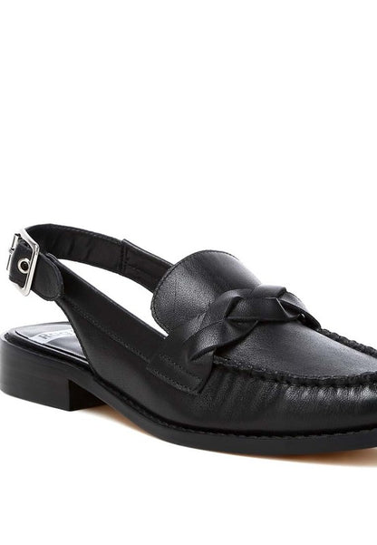 Jemykin Black Genuine Leather Loafer Sandals - Tigbul's Variety Fashion Shop