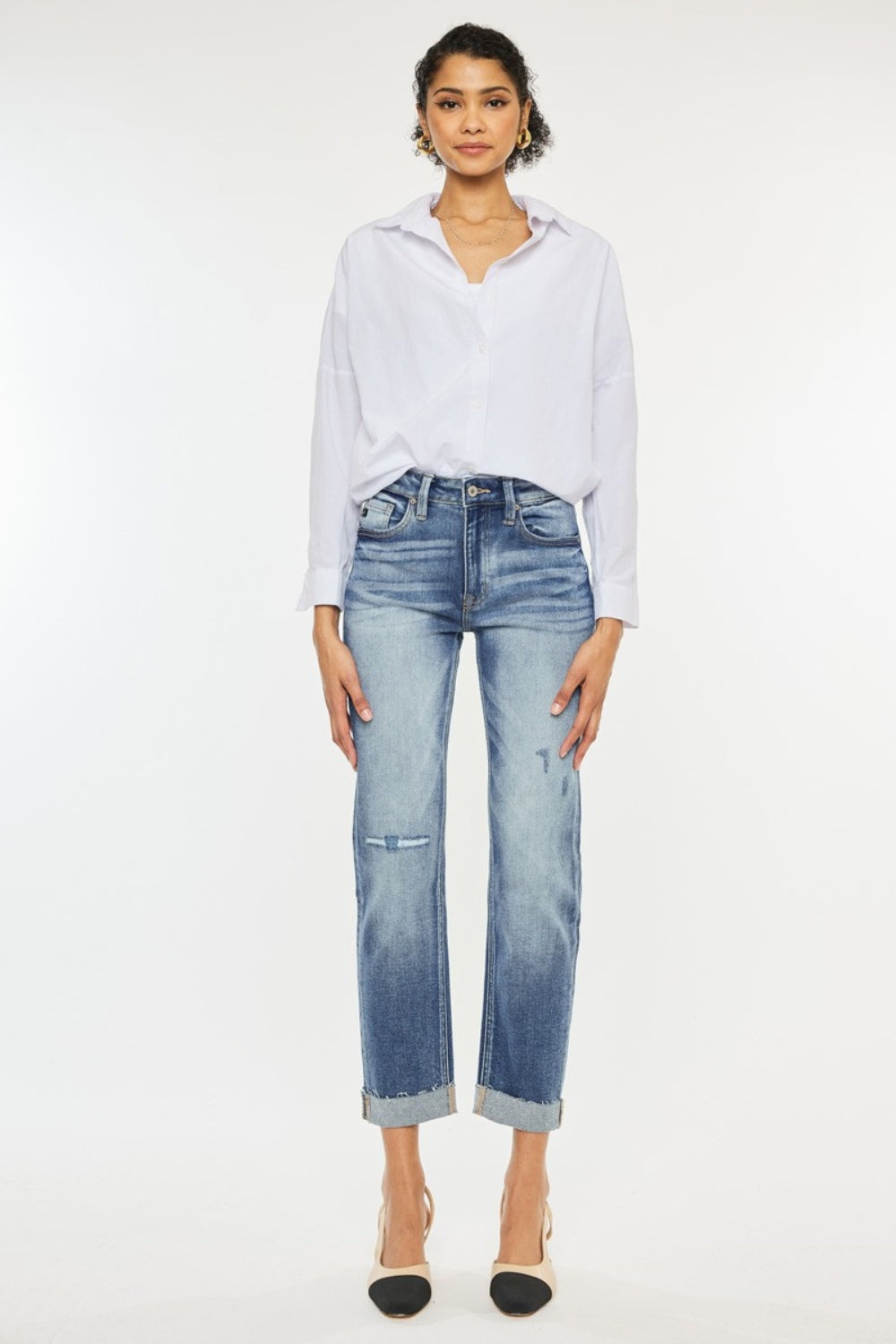 Kancan High Rise Cuffed Straight Jeans - Tigbul's Variety Fashion Shop