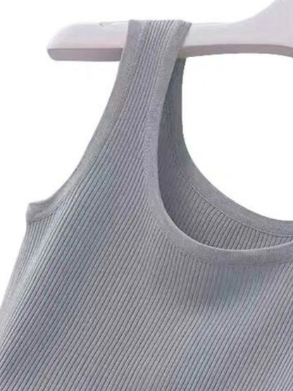 Plus Size Ribbed Knit Scoop Neck Tank Top - Tigbul's Variety Fashion Shop
