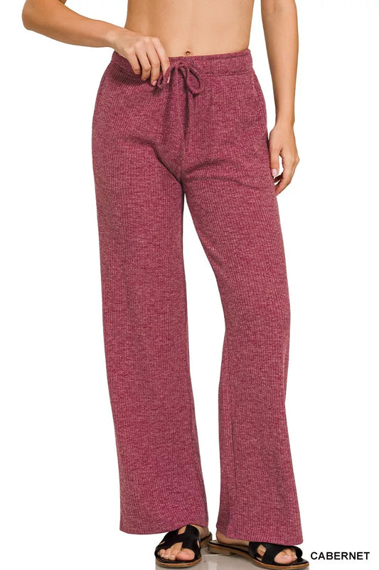 Zenana Ribbed Drawstring Lounge Pants - Tigbul's Variety Fashion Shop