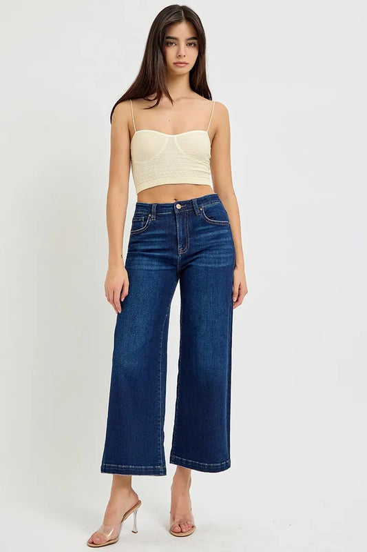 RISEN High Rise Crop Wide Jeans - Tigbul's Variety Fashion Shop