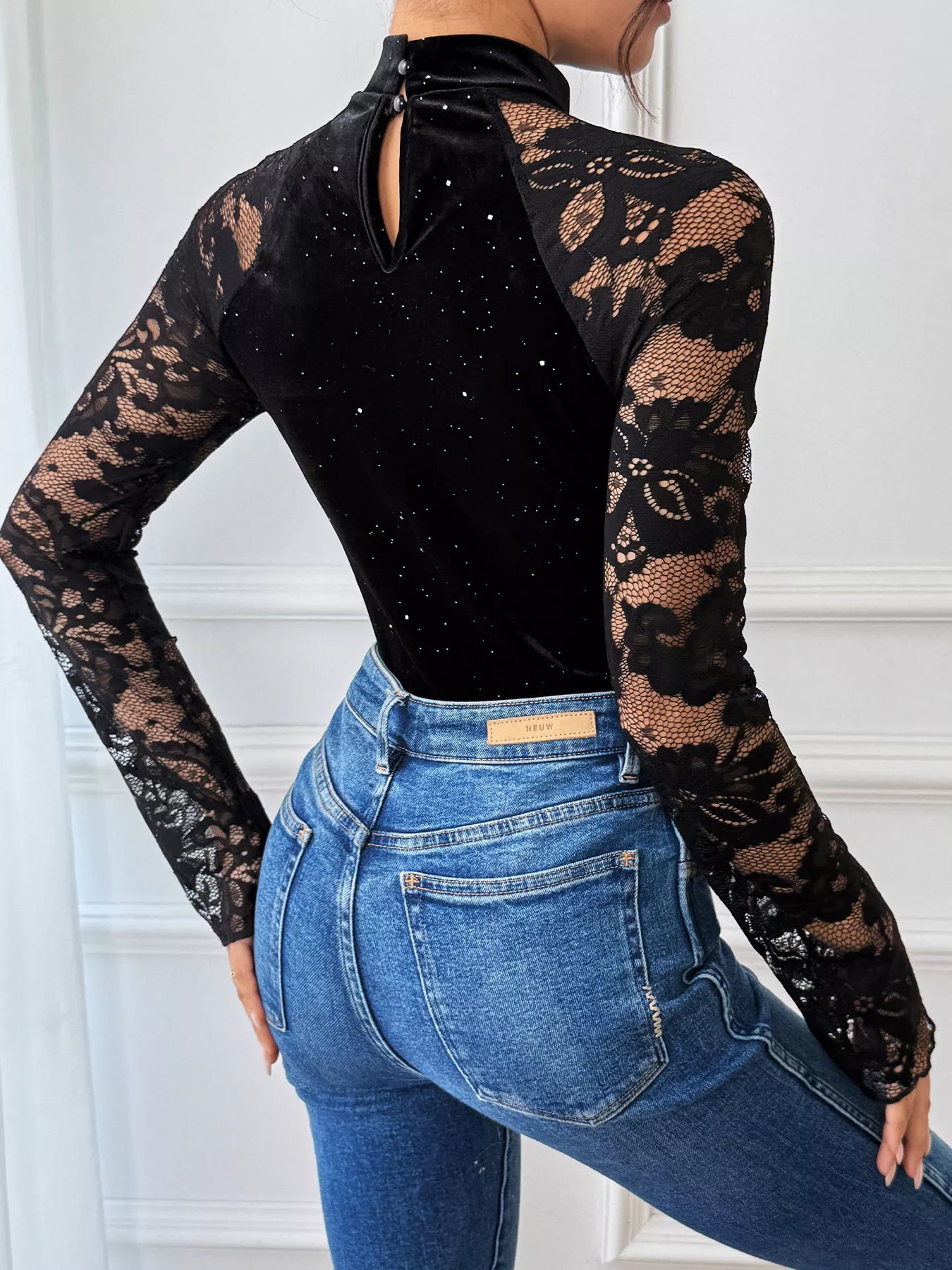 Lace Mock Neck Bodysuit - Tigbul's Variety Fashion Shop