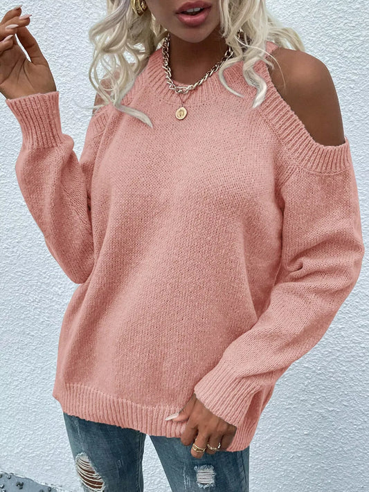 Cold Shoulder Knit Sweater - Tigbul's Variety Fashion Shop