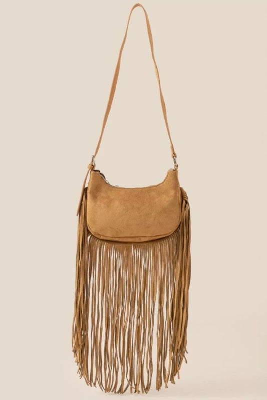 Fame Suede Fringe Crossbody Bag - Tigbul's Variety Fashion Shop