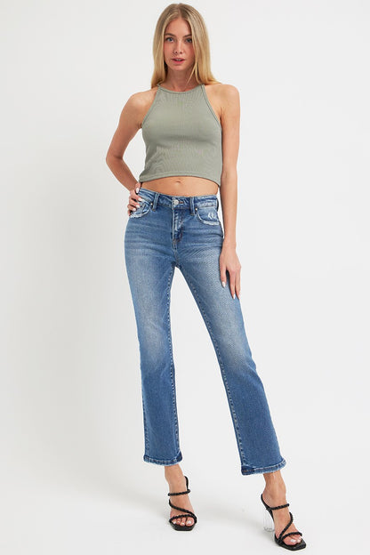 RISEN Full Size Mid Rise Ankle Straight Jeans with Pockets - Tigbul's Variety Fashion Shop