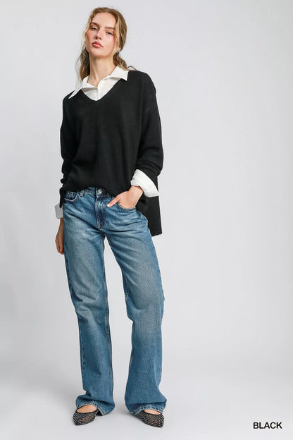 Umgee Wool Blended Pullover Sweater - Tigbul's Variety Fashion Shop
