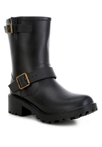 Anong Harness Detail Calf Rain Boots - Tigbul's Variety Fashion Shop