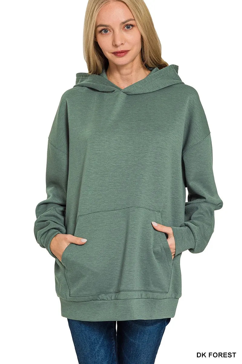 Zenana Oversized Scuba Hoodie with Kangaroo Pocket - Tigbul's Variety Fashion Shop