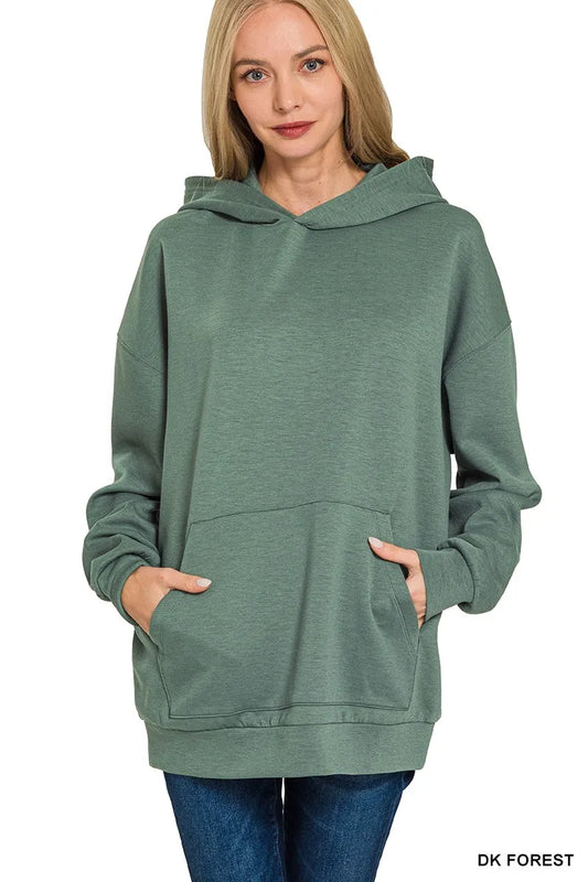Zenana Oversized Scuba Hoodie with Kangaroo Pocket - Tigbul's Variety Fashion Shop