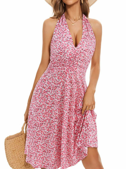 Printed Halter Neck Dress - Tigbul's Variety Fashion Shop