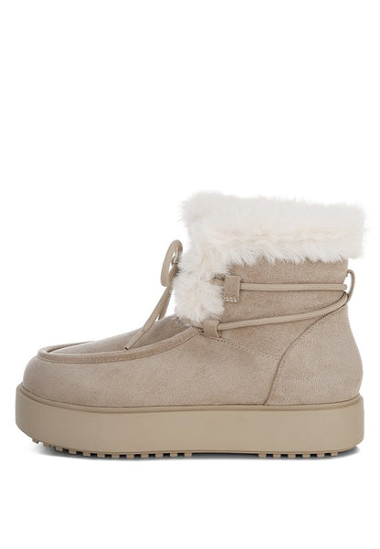 Bunting Faux Fur Collar Flatform Boots - Tigbul's Variety Fashion Shop