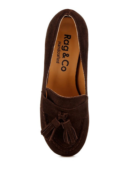 Aloha Tassels Detail Genuine Suede Loafers - Tigbul's Variety Fashion Shop