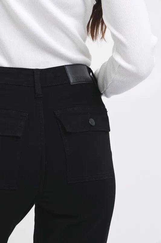 Judy Blue Black High Waist Cargo Cuffed Jogger - Tigbul's Variety Fashion Shop
