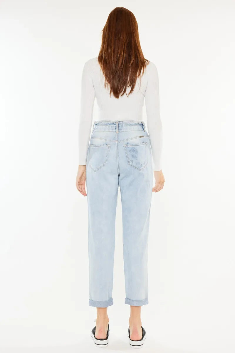 Kancan Open Pack Paperbag Mom Jeans - Tigbul's Variety Fashion Shop