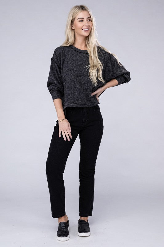 Brushed Melange Hacci Oversized Sweater - Tigbuls Variety Fashion