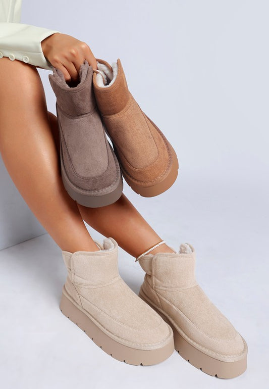 Holias Chunky Heeled Snow Boots - Tigbul's Variety Fashion Shop