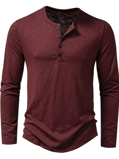 Men's Button Detail Long Sleeve T-Shirt - Tigbul's Variety Fashion Shop