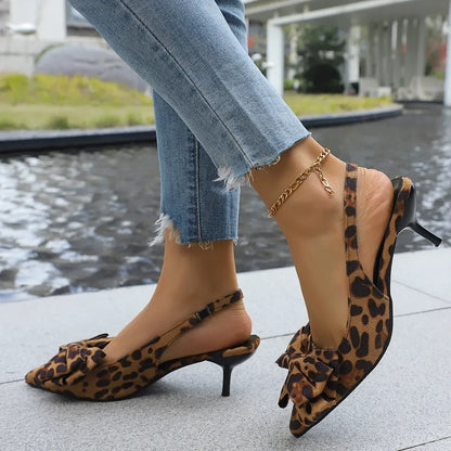 Bow Point Toe Kitten Heels Pumps - Tigbul's Variety Fashion Shop